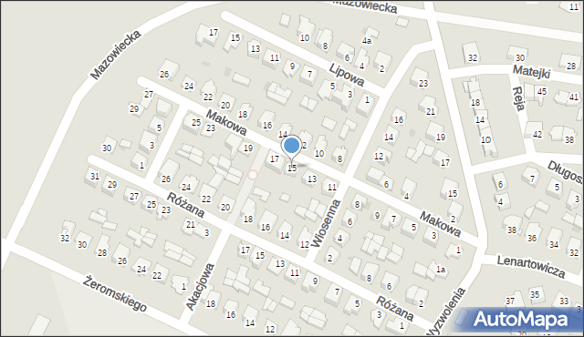 Żuromin, Makowa, 15, mapa Żuromin