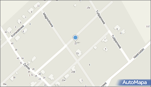 Żyrardów, Magnoliowa, 12, mapa Żyrardów