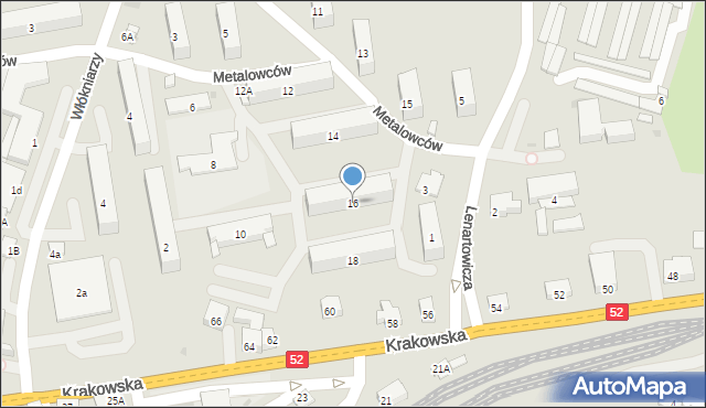 Andrychów, Metalowców, 16, mapa Andrychów