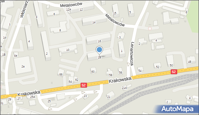 Andrychów, Metalowców, 18, mapa Andrychów