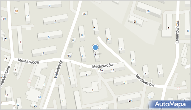 Andrychów, Metalowców, 5, mapa Andrychów