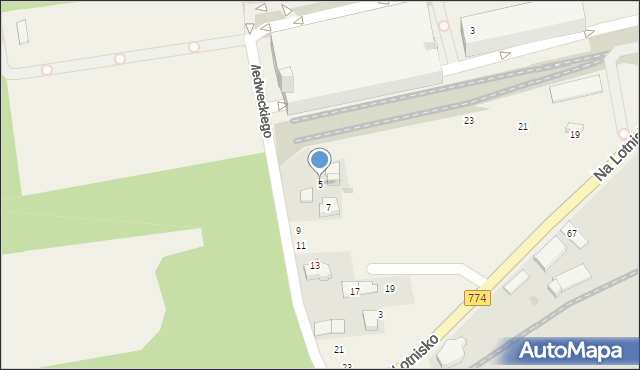 Balice, Medweckiego Mieczysława, kpt., 5, mapa Balice