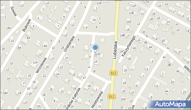 Biała Podlaska, Męczenników Katynia, 12, mapa Białej Podlaskiej