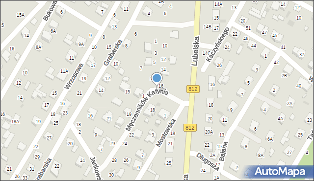 Biała Podlaska, Męczenników Katynia, 16A, mapa Białej Podlaskiej
