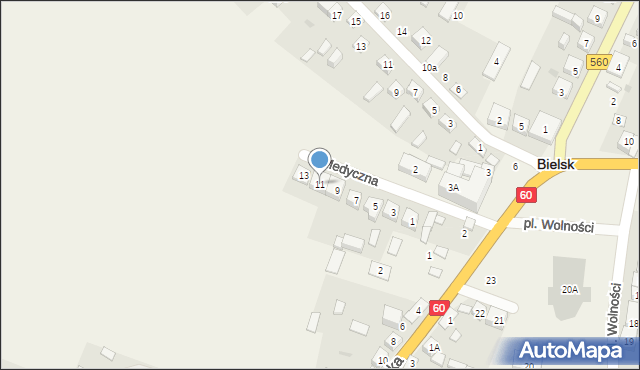 Bielsk, Medyczna, 11, mapa Bielsk