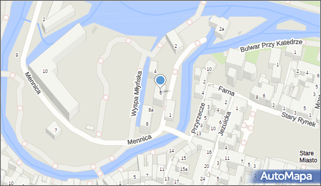 Bydgoszcz, Mennica, 6, mapa Bydgoszczy