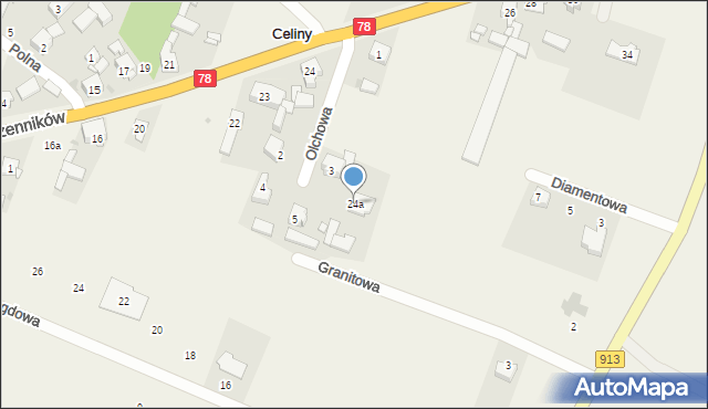 Celiny, Męczenników, 24a, mapa Celiny
