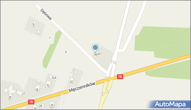 Celiny, Męczenników, 33, mapa Celiny