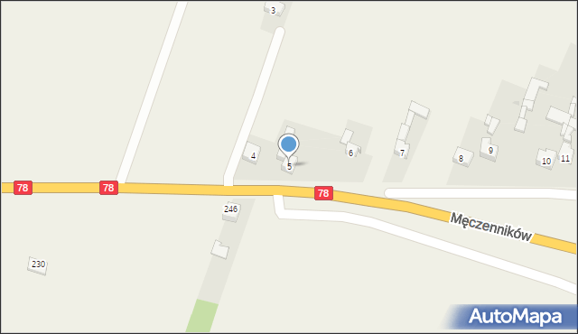 Celiny, Męczenników, 5, mapa Celiny