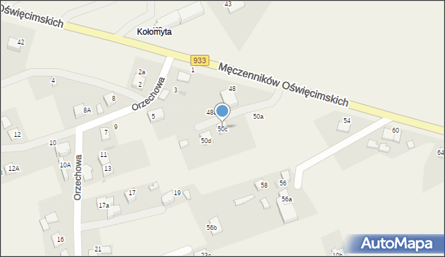 Ćwiklice, Męczenników Oświęcimskich, 50c, mapa Ćwiklice