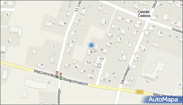 Ćwiklice, Męczenników Oświęcimskich, 51, mapa Ćwiklice