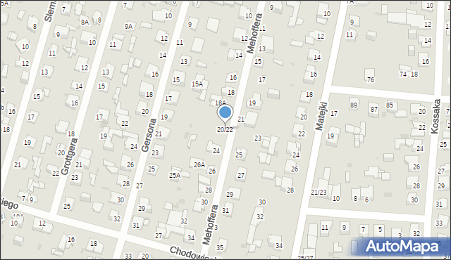 Częstochowa, Mehoffera Józefa, 20/22, mapa Częstochowy