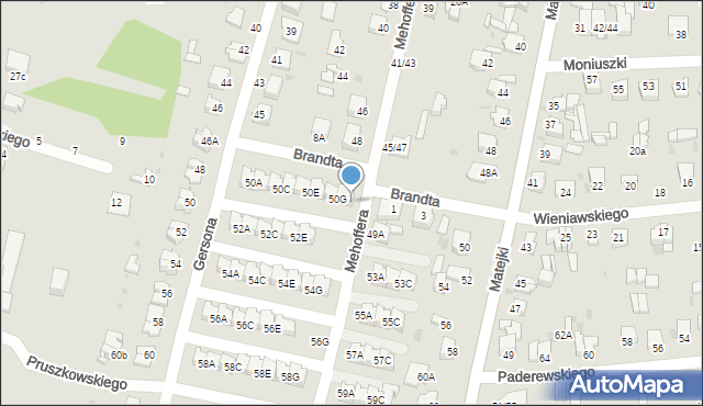 Częstochowa, Mehoffera Józefa, 50H, mapa Częstochowy