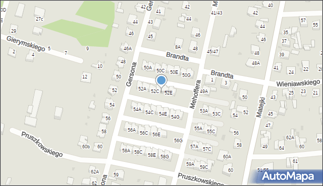 Częstochowa, Mehoffera Józefa, 52D, mapa Częstochowy