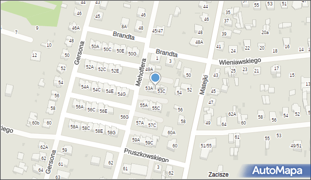 Częstochowa, Mehoffera Józefa, 53B, mapa Częstochowy