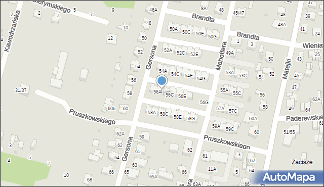 Częstochowa, Mehoffera Józefa, 56B, mapa Częstochowy