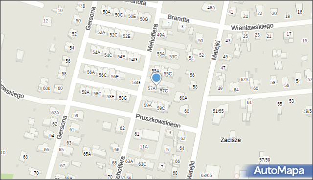 Częstochowa, Mehoffera Józefa, 57B, mapa Częstochowy