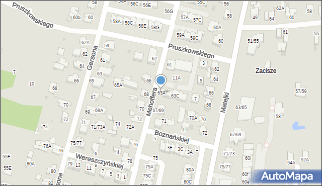 Częstochowa, Mehoffera Józefa, 63A, mapa Częstochowy