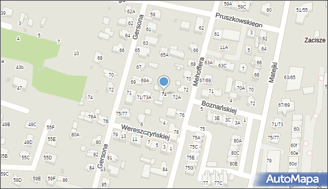 Częstochowa, Mehoffera Józefa, 74, mapa Częstochowy