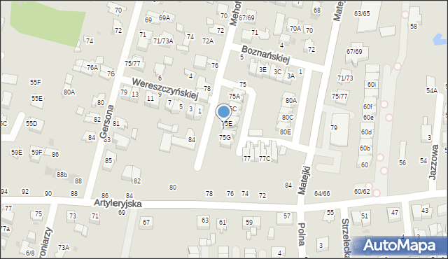 Częstochowa, Mehoffera Józefa, 75F, mapa Częstochowy