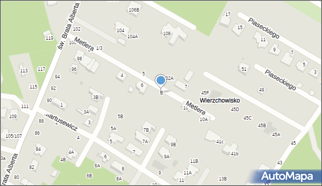 Częstochowa, Metlera Bonawentury, ks., 8, mapa Częstochowy