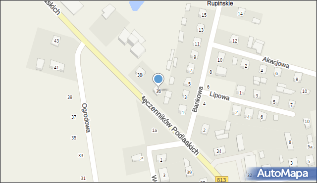 Drelów, Męczenników Podlaskich, 36, mapa Drelów