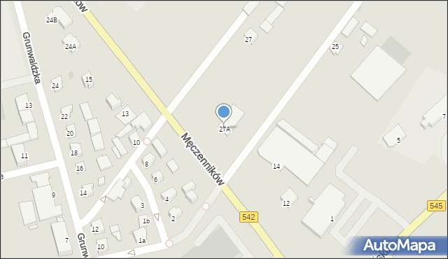 Działdowo, Męczenników, 27A, mapa Działdowo