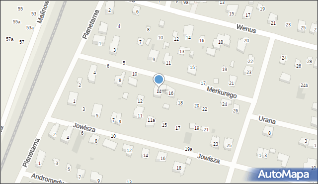 Gdańsk, Merkurego, 14, mapa Gdańska