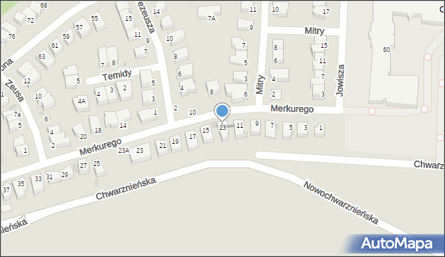 Gdynia, Merkurego, 13, mapa Gdyni