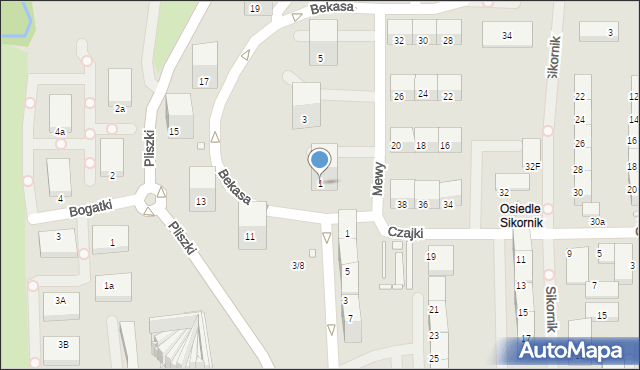 Gliwice, Mewy, 1, mapa Gliwic