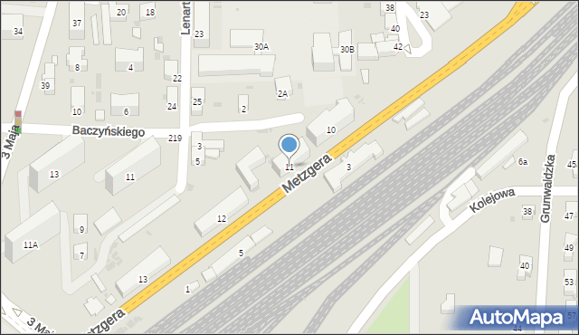 Jasło, Metzgera Alojzego, 11, mapa Jasła