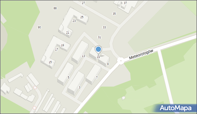 Katowice, Meteorologów, 11, mapa Katowic