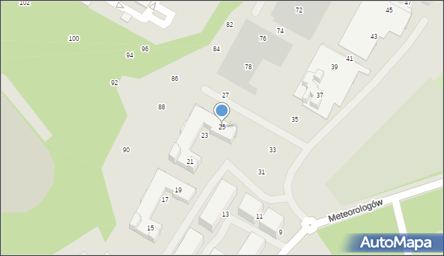 Katowice, Meteorologów, 25, mapa Katowic