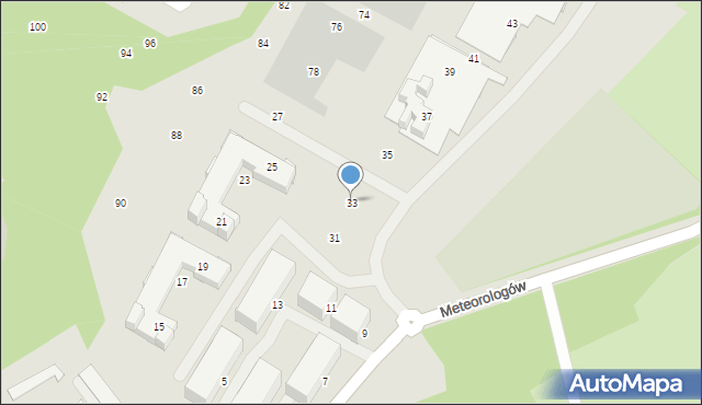 Katowice, Meteorologów, 33, mapa Katowic