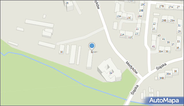 Katowice, Medyków, 32, mapa Katowic