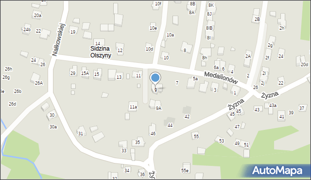 Kraków, Medalionów, 9, mapa Krakowa