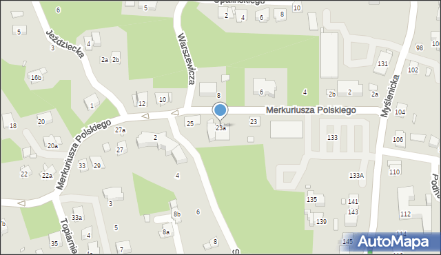 Kraków, Merkuriusza Polskiego, 23a, mapa Krakowa