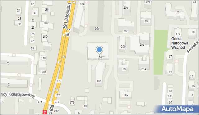 Kraków, Meiera Józefa, ks., 16d, mapa Krakowa