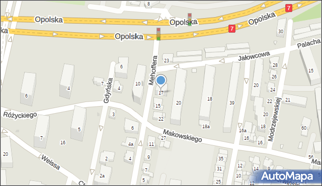 Kraków, Mehoffera Józefa, 17, mapa Krakowa