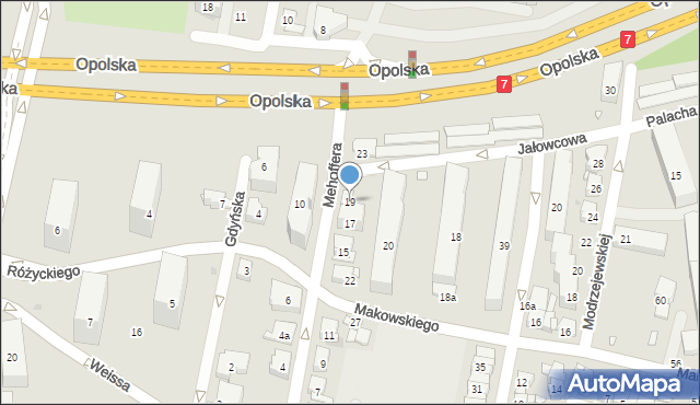 Kraków, Mehoffera Józefa, 19, mapa Krakowa