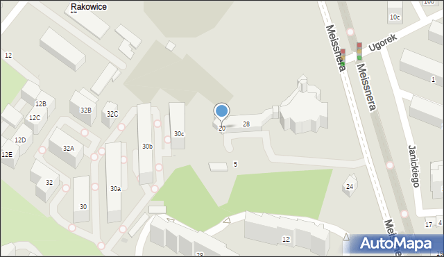 Kraków, Meissnera Janusza, 20, mapa Krakowa