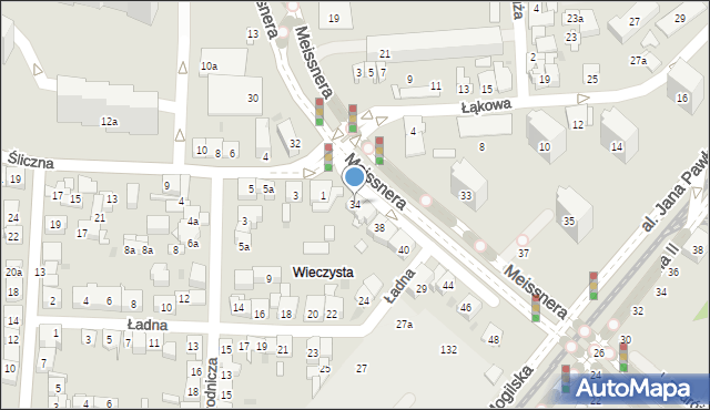 Kraków, Meissnera Janusza, 34, mapa Krakowa