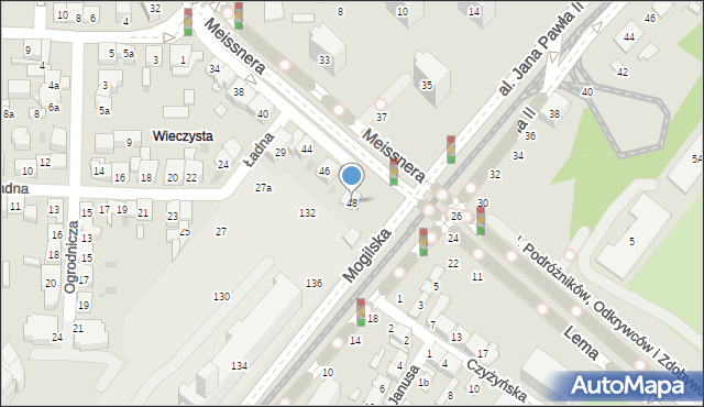 Kraków, Meissnera Janusza, 48, mapa Krakowa