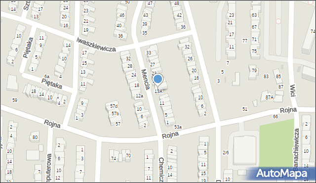 Łódź, Mencla Bernarda Wojciecha, 13A, mapa Łodzi