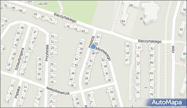 Łódź, Mencla Bernarda Wojciecha, 57, mapa Łodzi