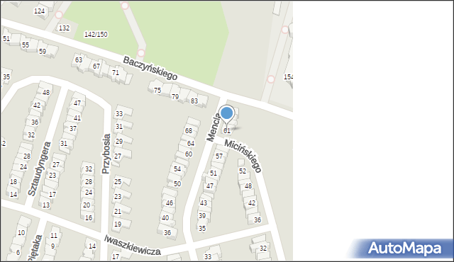 Łódź, Mencla Bernarda Wojciecha, 61, mapa Łodzi