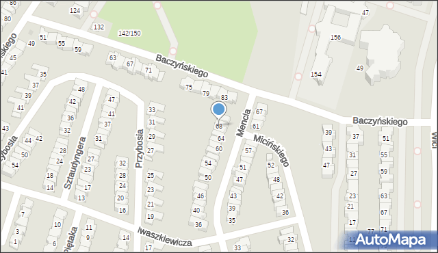 Łódź, Mencla Bernarda Wojciecha, 68, mapa Łodzi