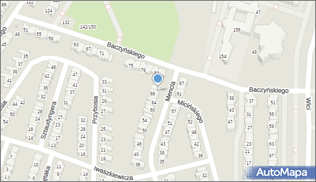 Łódź, Mencla Bernarda Wojciecha, 70, mapa Łodzi