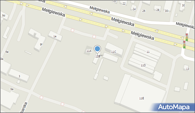 Lublin, Mełgiewska, 11B, mapa Lublina