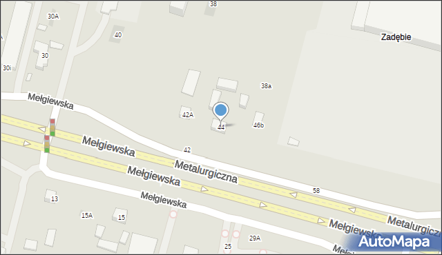 Lublin, Mełgiewska, 44, mapa Lublina